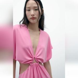 Almost gone! Stunning Zara Pink Boho Cut Out Dress